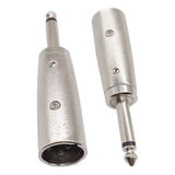 2x Plug Adaptador Xlr Cannon Macho P/ P10 Mono Metal