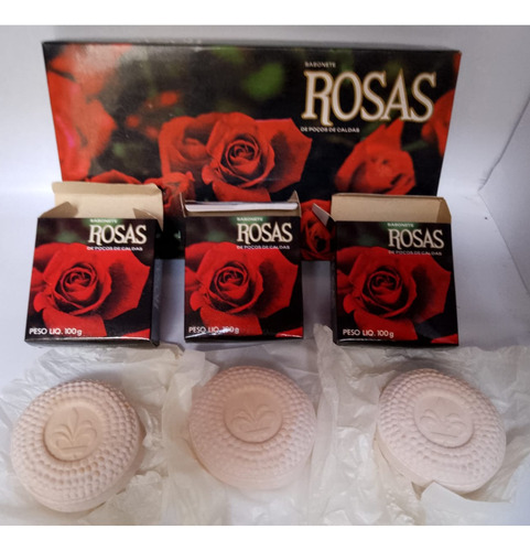 Sabonete Rosas Poços Caldas Caixa Kit 3 Unid Antigo Vintage 