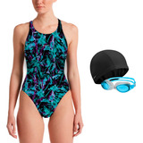 Combo Natacion Malla + Gorro + Antiparra Cloro Resist Safit