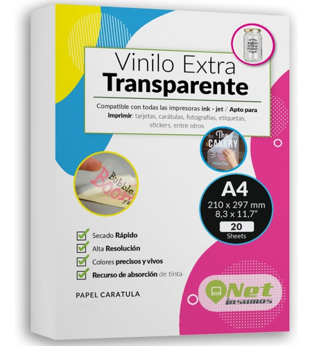 Resma Vinilo Extra Transparente A4 20 Hojas