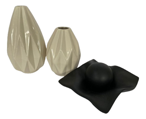 Vasos Decorativos De Ceramica & Prato Com Esfera