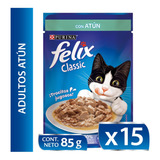 15x Alimento Para Gatos Felix Adultos Atún En Salsa 85gr Np