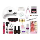 Kit Iniciante Manicure Cabine 48w Lixadeira Caneta Gel Pó