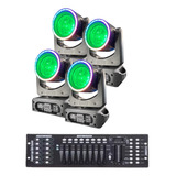 4 Mini Moving Head Globo Rgbw 100w Borda Led + Mesa Dmx