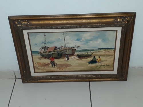 2079 Geraldo De Castro Ost 62x43cm C/mold.= Barcos De Pesca.