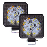 Set De 2 Faros 9 Leds Estrobo Blanco / Ámbar Tunelight 27w