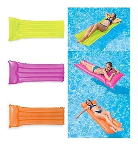 Flotador Colchoneta Intex Piscina Colchón Inflable Agua Neón