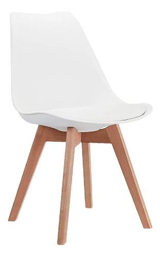 Silla Tipo Eames Acolchonada Con Patas De Madera Premium