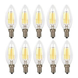 10 Ampolletas Led Vela Filamento 4w E14 Luz Calida