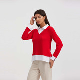 Sweater Mujer Tejido Rojo Fashion's Park