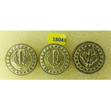18043 Três Antigos Botões Militares Fab Metal Dourado