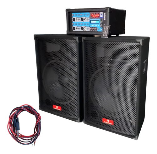 Combo Audio 2 Bafles 15 Driver + Consola Potenc Bluetooth