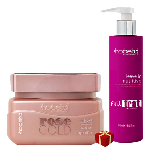 Hobety Máscara Rose Gold 300g + Leave-in Full Trat 240g