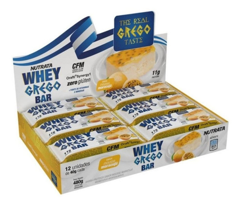 Whey Grego Bar Mousse Maracujá Display 12 Unidades 480g