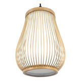 Luminária Pendente Rustico De Led Lustre Em Bambu Orgânico Cor Amarelo 110v/220v