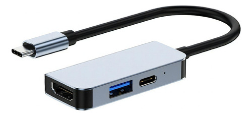 Hub Adaptador 3 En 1 Tipo C A Hdmi Audio Video 4k Usb3.0+ Pd