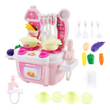 Miniset De Cocina Para Niños Con Accesorios, Color Rosa