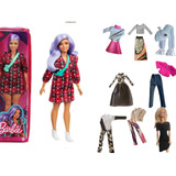 Barbie Fashionista Mattel + 8 Conjuntos De Ropa 