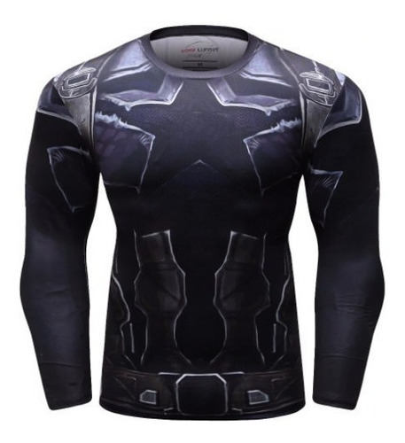 Polera Compresion Avengers Capitan America Negra Super Heroe