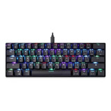 Teclado Gamer Motospeed Ck61 Qwerty Outemu Blue Inglés Us Color Negro Con Luz Rgb