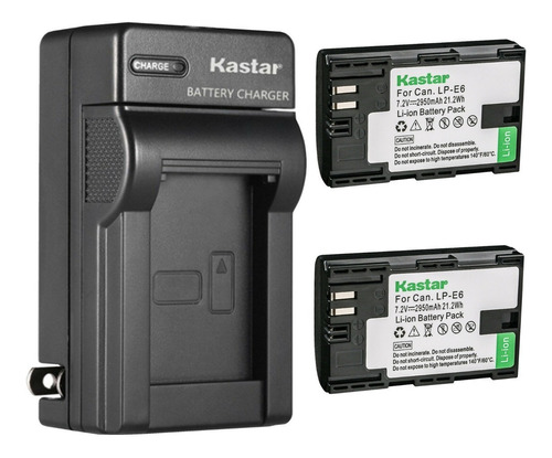Cargador + 2 Baterías Lp-e6 Kastar Para Canon 5d 6d 7d 90d