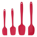 Espátulas De Silicona Kit Para Cocina Hornear Roja 4uds