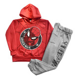 Conjunto Spiderman Sudadera Y Pants Felpa De Marvel Niños