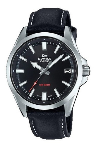 Reloj Hombre Casio Edifice Efv-100l-1a Cuero Negro Caja Acer