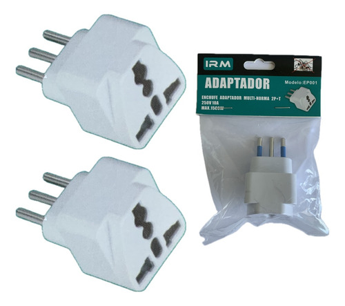 Pack 2 Enchufes Adaptador 2p+t Multinorma Universal 250v