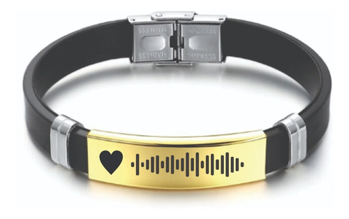 Pulseira Personalizada Dourada Spotify - Gravação A Laser