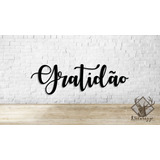 Quadro Decorativo Lettering Palavra Gratidão Mdf Pintado 60c