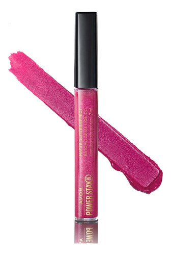 Avon Power Stay Matte Glitter Effect Labial Líquido 16h Color Rosa Flash