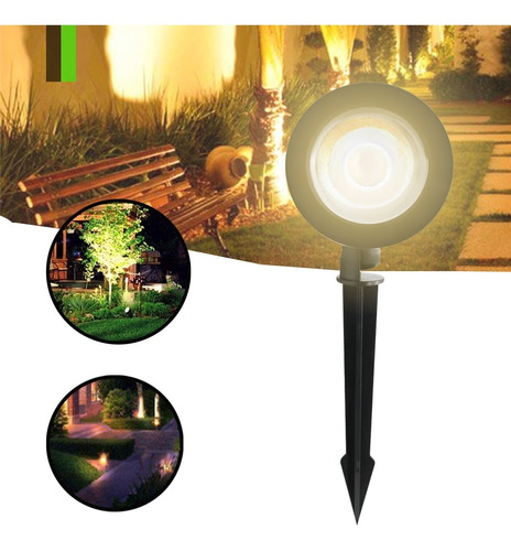 Luminária Espeto Para Jardim Cob Led 5w Luz Amarela Quente 