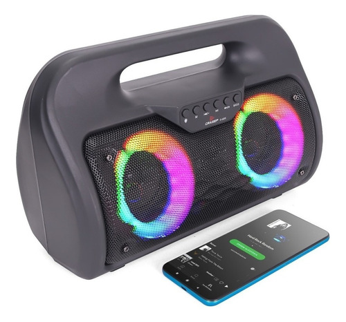 Caixa De Som Bluetooth 20w Portátil Usb Fm Rádio Potente Led