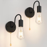 Candelabros De Pared Negros Spiflamm Con Interruptor De Ence