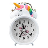 Reloj Despertador Doble Campana Luz Unicornio Kawaii 12021