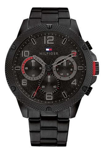 Reloj Tommy Hilfiger Th1792030 Hombre Negro Multifuncion Color Del Fondo Negro Color De La Malla Negro Color Del Bisel Negro