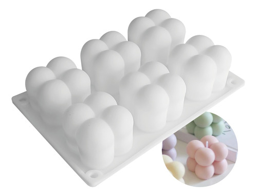 Molde Silicona Mini Cubo Burbuja Para Velas  Jabón  Resina