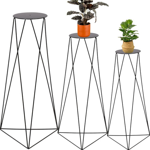 3 Suporte Tripé Para Vasos Plantas Chão Table Triangular 