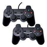Kit 2 Controles Playstation 2 Com Fio Dualshock C/ Vibração
