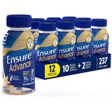 Ensure Advance Vainilla + Fresa, Caja Con 12 Botellas De 237 Ml (10 Vainilla Y 2 Fresa)