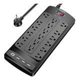 Enchufe Inteligente Marca Powsav /18 Tomas/4 Usb/negro