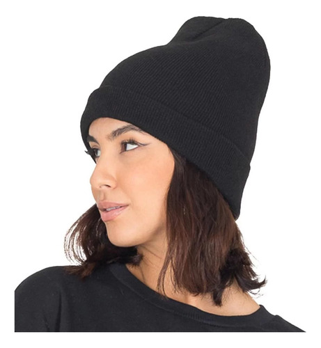 Touca De Lã Lisa Preto Inverno Gorro Masc/fem Frio Kit 10uni