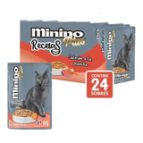Pack X24 Sobres Para Gato Minino Plus Salmón 85g C/u