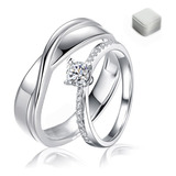 Anillos Plata 925 Ajustable Circón Pareja Matrimonio