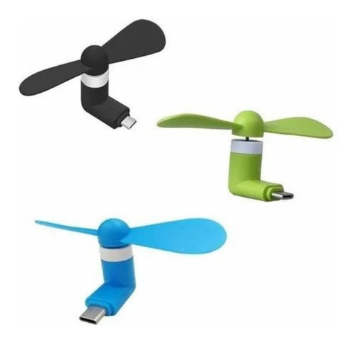 Lote De 3 Mini Ventilador Para Celular Entrada Micro Usb 