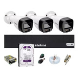 Kit Intelbras 3 Cameras Full Color Dvr 3004c C/1tb Purple