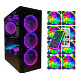 Gabinete Atx Gamer Rgb Com 8 Fans 100% Vidro + Controladora 