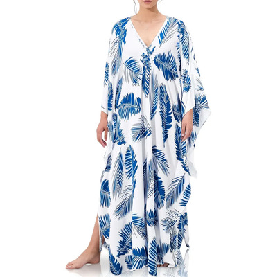 Vestido Caftán Largo para Mujer de Playa Palma Blanca Viscosa Talla Única | MercadoLibre
