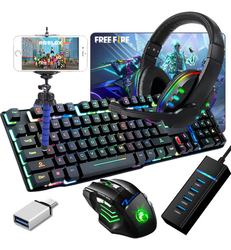 Kit Mobilador Gamer Completo Com Headset Gamer Mouse Led